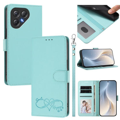 Happy Heart Pattern Magnetic Closure Vegan Leather Phone Case with Wrist Strap, For Tecno Pop 10, For Tecno Spark 20 Pro, For Tecno Spark GO 2023, For Tecno Pova 7 Neo 4G, For Tecno Spark 50 5G, For Tecno Spark 50 4G KN4, For Tecno Camon 50 Pro 4G     ...