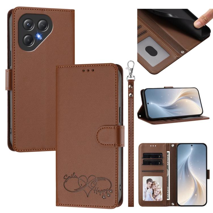 Happy Heart Pattern Magnetic Closure Vegan Leather Phone Case with Wrist Strap, For Tecno Pop 10, For Tecno Spark 20 Pro, For Tecno Spark GO 2023, For Tecno Pova 7 Neo 4G, For Tecno Spark 50 5G, For Tecno Spark 50 4G KN4, For Tecno Camon 50 Pro 4G     ...