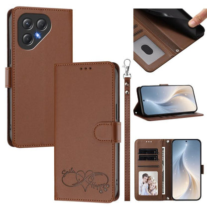Happy Heart Pattern Magnetic Closure Vegan Leather Phone Case with Wrist Strap, For Tecno Pop 10, For Tecno Spark 20 Pro, For Tecno Spark GO 2023, For Tecno Pova 7 Neo 4G, For Tecno Spark 50 5G, For Tecno Spark 50 4G KN4, For Tecno Camon 50 Pro 4G     ...