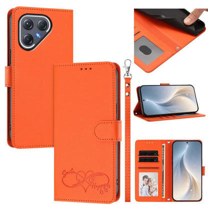 Happy Heart Pattern Magnetic Closure Vegan Leather Phone Case with Wrist Strap, For Tecno Spark 40 5G, For Tecno Spark Slim, For Tecno Spark GO 2024, For Tecno Spark 40C, For Tecno Pova 7 Pro 5G, For Tecno Spark 40 Pro+ 4G, For Tecno Spark 40 Pro 4G   ...