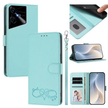 Happy Heart Pattern Magnetic Closure Vegan Leather Phone Case with Wrist Strap, For Tecno Camon 30 / 30 5G, For Tecno Spark 20 Pro+, For Tecno Pova 5 Pro, For Tecno Pova Neo 3, For Tecno Pova 5 4G, For Tecno Camon 20 Premier, For Tecno Camon 20 Pro 5G ...