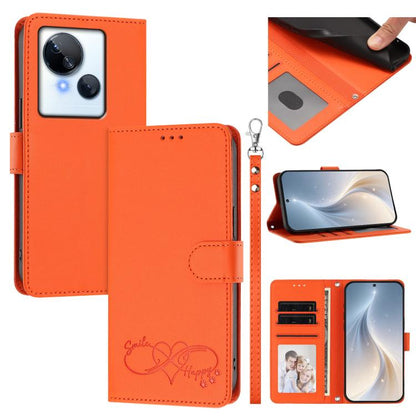 Happy Heart Pattern Magnetic Closure Vegan Leather Phone Case with Wrist Strap, For Tecno Camon 30 / 30 5G, For Tecno Spark 20 Pro+, For Tecno Pova 5 Pro, For Tecno Pova Neo 3, For Tecno Pova 5 4G, For Tecno Camon 20 Premier, For Tecno Camon 20 Pro 5G ...