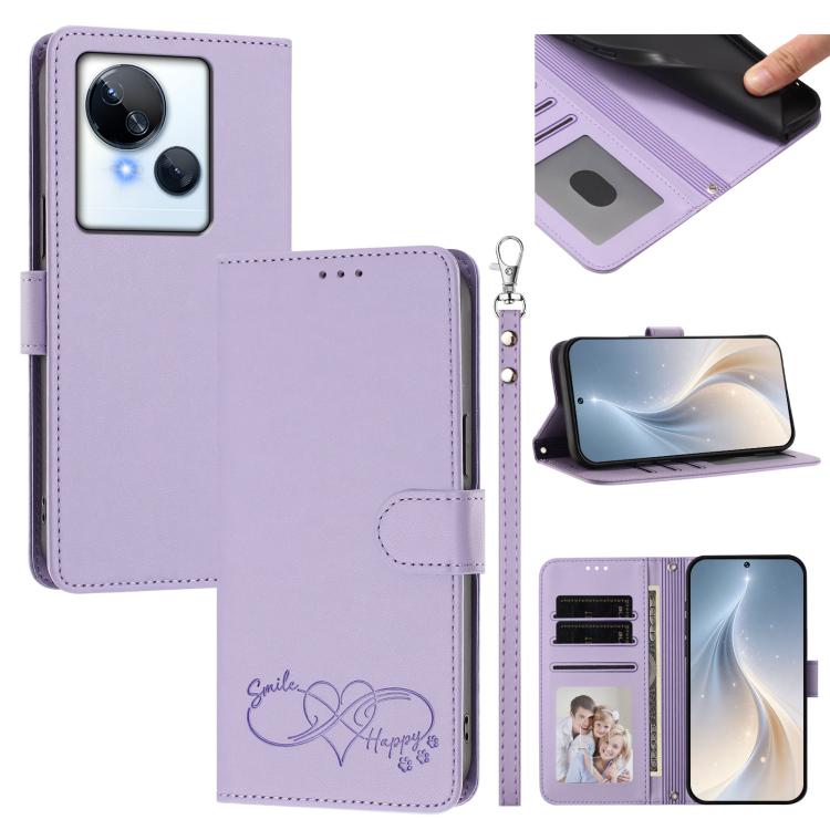 Happy Heart Pattern Magnetic Closure Vegan Leather Phone Case with Wrist Strap, For Tecno Camon 30 / 30 5G, For Tecno Spark 20 Pro+, For Tecno Pova 5 Pro, For Tecno Pova Neo 3, For Tecno Pova 5 4G, For Tecno Camon 20 Premier, For Tecno Camon 20 Pro 5G ...