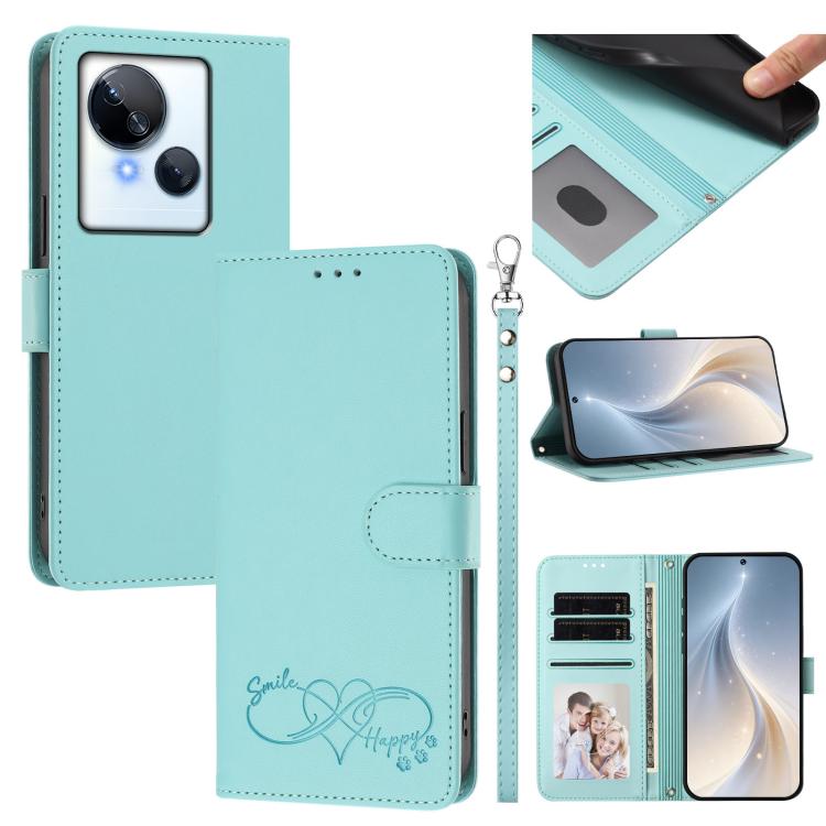 Happy Heart Pattern Magnetic Closure Vegan Leather Phone Case with Wrist Strap, For Tecno Camon 30 / 30 5G, For Tecno Spark 20 Pro+, For Tecno Pova 5 Pro, For Tecno Pova Neo 3, For Tecno Pova 5 4G, For Tecno Camon 20 Premier, For Tecno Camon 20 Pro 5G ...