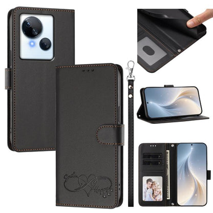 Happy Heart Pattern Magnetic Closure Vegan Leather Phone Case with Wrist Strap, For Tecno Camon 30 / 30 5G, For Tecno Spark 20 Pro+, For Tecno Pova 5 Pro, For Tecno Pova Neo 3, For Tecno Pova 5 4G, For Tecno Camon 20 Premier, For Tecno Camon 20 Pro 5G ...