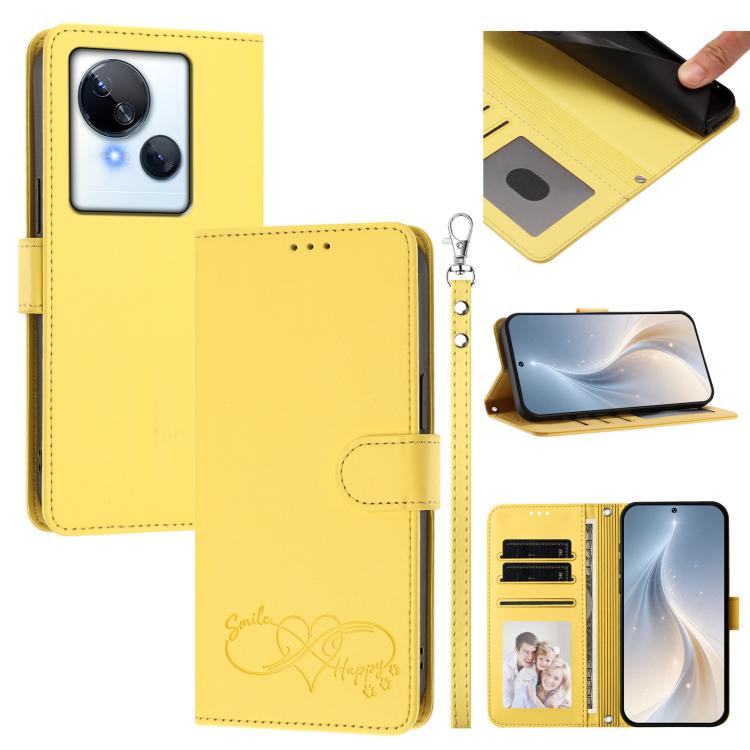 Happy Heart Pattern Magnetic Closure Vegan Leather Phone Case with Wrist Strap, For Tecno Camon 30 / 30 5G, For Tecno Spark 20 Pro+, For Tecno Pova 5 Pro, For Tecno Pova Neo 3, For Tecno Pova 5 4G, For Tecno Camon 20 Premier, For Tecno Camon 20 Pro 5G ...