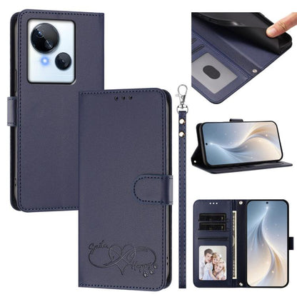 Happy Heart Pattern Magnetic Closure Vegan Leather Phone Case with Wrist Strap, For Tecno Camon 30 / 30 5G, For Tecno Spark 20 Pro+, For Tecno Pova 5 Pro, For Tecno Pova Neo 3, For Tecno Pova 5 4G, For Tecno Camon 20 Premier, For Tecno Camon 20 Pro 5G ...