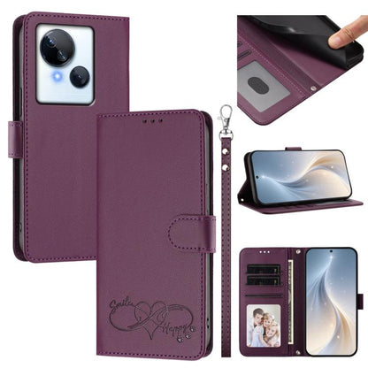 Happy Heart Pattern Magnetic Closure Vegan Leather Phone Case with Wrist Strap, For Tecno Camon 30 / 30 5G, For Tecno Spark 20 Pro+, For Tecno Pova 5 Pro, For Tecno Pova Neo 3, For Tecno Pova 5 4G, For Tecno Camon 20 Premier, For Tecno Camon 20 Pro 5G ...