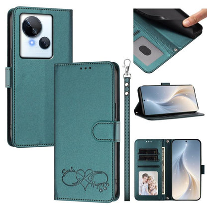Happy Heart Pattern Magnetic Closure Vegan Leather Phone Case with Wrist Strap, For Tecno Camon 30 / 30 5G, For Tecno Spark 20 Pro+, For Tecno Pova 5 Pro, For Tecno Pova Neo 3, For Tecno Pova 5 4G, For Tecno Camon 20 Premier, For Tecno Camon 20 Pro 5G ...