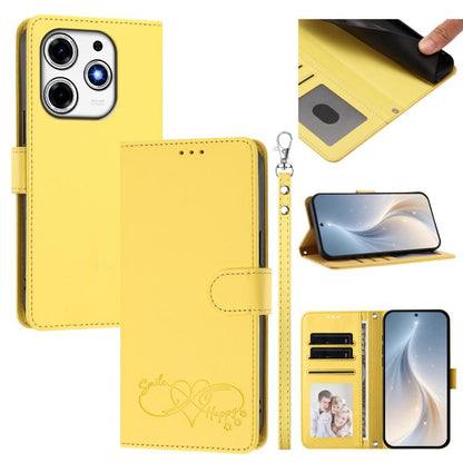 Happy Heart Pattern Magnetic Closure Vegan Leather Phone Case with Wrist Strap, For Tecno Spark 30, For Tecno Pova 6 Neo 5G, For Tecno Spark 30C, For Tecno Spark 20 Pro 5G, For Tecno Spark 10 Pro Magic Magenta, For Tecno Pova 6, For Tecno Pova 6 / 6 Pr...