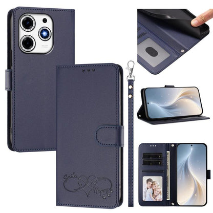 Happy Heart Pattern Magnetic Closure Vegan Leather Phone Case with Wrist Strap, For Tecno Spark 30, For Tecno Pova 6 Neo 5G, For Tecno Spark 30C, For Tecno Spark 20 Pro 5G, For Tecno Spark 10 Pro Magic Magenta, For Tecno Pova 6, For Tecno Pova 6 / 6 Pr...