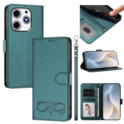 Happy Heart Pattern Magnetic Closure Vegan Leather Phone Case with Wrist Strap, For Tecno Spark 30, For Tecno Pova 6 Neo 5G, For Tecno Spark 30C, For Tecno Spark 20 Pro 5G, For Tecno Spark 10 Pro Magic Magenta, For Tecno Pova 6, For Tecno Pova 6 / 6 Pr...