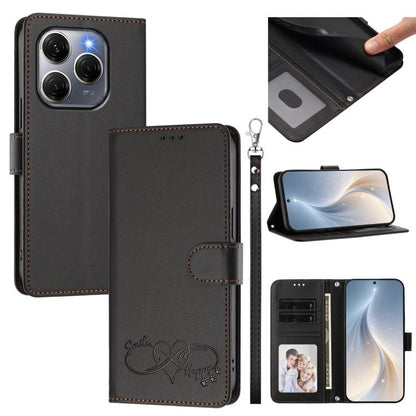 Happy Heart Pattern Magnetic Closure Vegan Leather Phone Case with Wrist Strap, For Tecno Spark 30, For Tecno Pova 6 Neo 5G, For Tecno Spark 30C, For Tecno Spark 20 Pro 5G, For Tecno Spark 10 Pro Magic Magenta, For Tecno Pova 6, For Tecno Pova 6 / 6 Pr...
