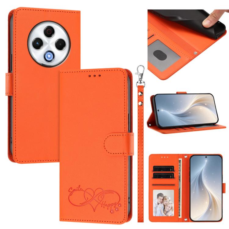 Happy Heart Pattern Magnetic Closure Vegan Leather Phone Case with Wrist Strap, For Tecno Spark 30, For Tecno Pova 6 Neo 5G, For Tecno Spark 30C, For Tecno Spark 20 Pro 5G, For Tecno Spark 10 Pro Magic Magenta, For Tecno Pova 6, For Tecno Pova 6 / 6 Pr...