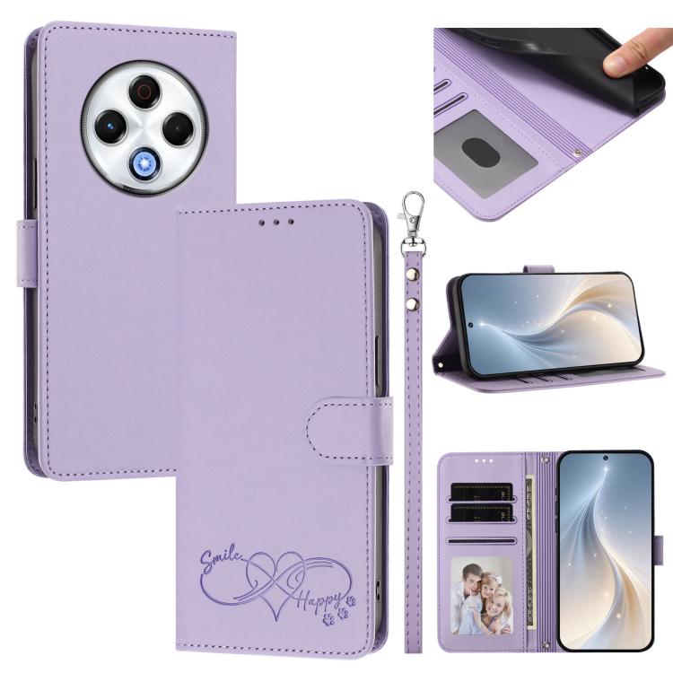 Happy Heart Pattern Magnetic Closure Vegan Leather Phone Case with Wrist Strap, For Tecno Spark 30, For Tecno Pova 6 Neo 5G, For Tecno Spark 30C, For Tecno Spark 20 Pro 5G, For Tecno Spark 10 Pro Magic Magenta, For Tecno Pova 6, For Tecno Pova 6 / 6 Pr...