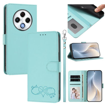 Happy Heart Pattern Magnetic Closure Vegan Leather Phone Case with Wrist Strap, For Tecno Spark 30, For Tecno Pova 6 Neo 5G, For Tecno Spark 30C, For Tecno Spark 20 Pro 5G, For Tecno Spark 10 Pro Magic Magenta, For Tecno Pova 6, For Tecno Pova 6 / 6 Pr...