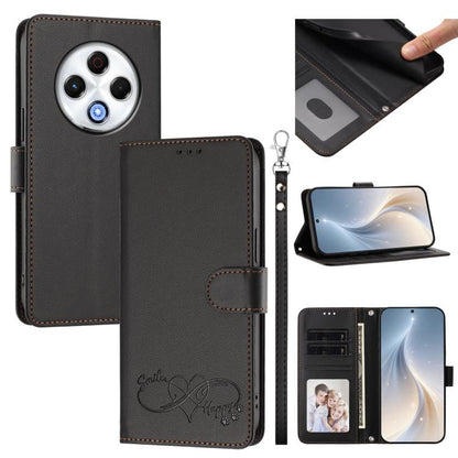 Happy Heart Pattern Magnetic Closure Vegan Leather Phone Case with Wrist Strap, For Tecno Spark 30, For Tecno Pova 6 Neo 5G, For Tecno Spark 30C, For Tecno Spark 20 Pro 5G, For Tecno Spark 10 Pro Magic Magenta, For Tecno Pova 6, For Tecno Pova 6 / 6 Pr...