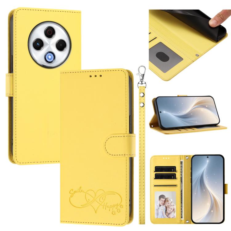Happy Heart Pattern Magnetic Closure Vegan Leather Phone Case with Wrist Strap, For Tecno Spark 30, For Tecno Pova 6 Neo 5G, For Tecno Spark 30C, For Tecno Spark 20 Pro 5G, For Tecno Spark 10 Pro Magic Magenta, For Tecno Pova 6, For Tecno Pova 6 / 6 Pr...
