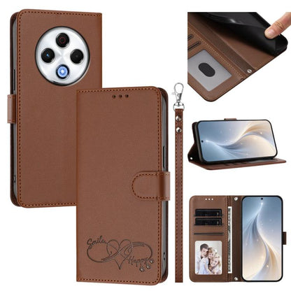 Happy Heart Pattern Magnetic Closure Vegan Leather Phone Case with Wrist Strap, For Tecno Spark 30, For Tecno Pova 6 Neo 5G, For Tecno Spark 30C, For Tecno Spark 20 Pro 5G, For Tecno Spark 10 Pro Magic Magenta, For Tecno Pova 6, For Tecno Pova 6 / 6 Pr...