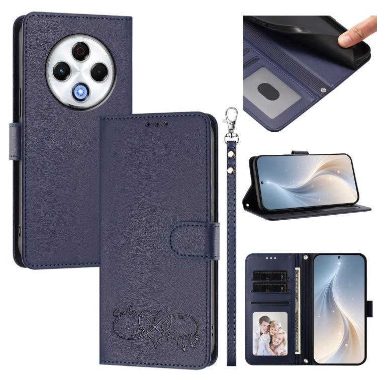 Happy Heart Pattern Magnetic Closure Vegan Leather Phone Case with Wrist Strap, For Tecno Spark 30, For Tecno Pova 6 Neo 5G, For Tecno Spark 30C, For Tecno Spark 20 Pro 5G, For Tecno Spark 10 Pro Magic Magenta, For Tecno Pova 6, For Tecno Pova 6 / 6 Pr...