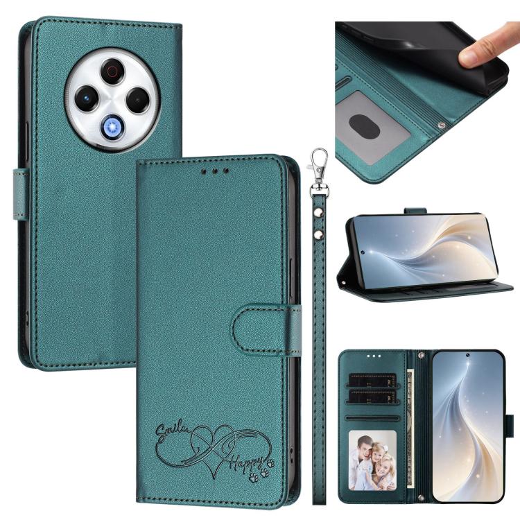 Happy Heart Pattern Magnetic Closure Vegan Leather Phone Case with Wrist Strap, For Tecno Spark 30, For Tecno Pova 6 Neo 5G, For Tecno Spark 30C, For Tecno Spark 20 Pro 5G, For Tecno Spark 10 Pro Magic Magenta, For Tecno Pova 6, For Tecno Pova 6 / 6 Pr...