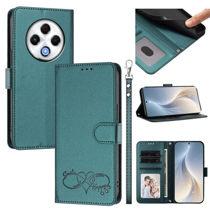 Happy Heart Pattern Magnetic Closure Vegan Leather Phone Case with Wrist Strap, For Tecno Spark 30, For Tecno Pova 6 Neo 5G, For Tecno Spark 30C, For Tecno Spark 20 Pro 5G, For Tecno Spark 10 Pro Magic Magenta, For Tecno Pova 6, For Tecno Pova 6 / 6 Pr...