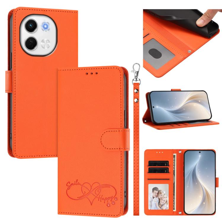 Happy Heart Pattern Magnetic Closure Vegan Leather Phone Case with Wrist Strap, For Tecno Pova 7 4G, For Tecno Spark Go 1/Go 2025, For Tecno Camon 40 Pro 4G Global, For Tecno Camon 40 Premier, For Tecno Camon 40, For Tecno Spark 30C 5G/Pop 9 5G        ...