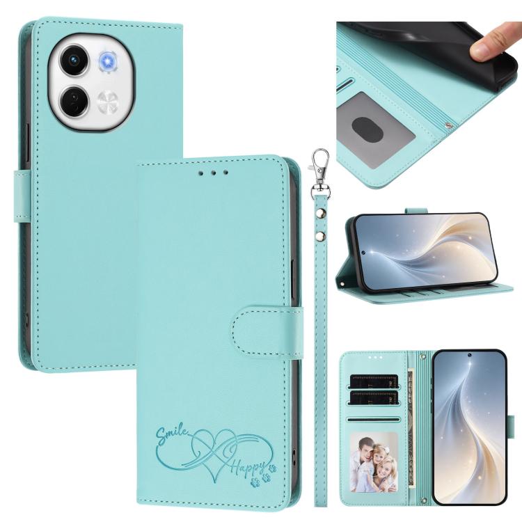 Happy Heart Pattern Magnetic Closure Vegan Leather Phone Case with Wrist Strap, For Tecno Pova 7 4G, For Tecno Spark Go 1/Go 2025, For Tecno Camon 40 Pro 4G Global, For Tecno Camon 40 Premier, For Tecno Camon 40, For Tecno Spark 30C 5G/Pop 9 5G        ...