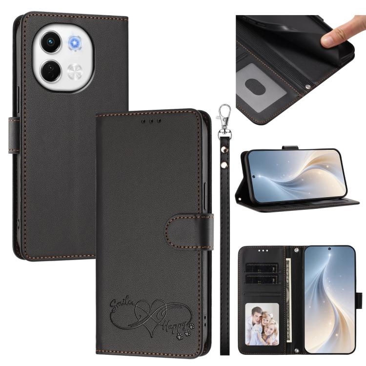 Happy Heart Pattern Magnetic Closure Vegan Leather Phone Case with Wrist Strap, For Tecno Pova 7 4G, For Tecno Spark Go 1/Go 2025, For Tecno Camon 40 Pro 4G Global, For Tecno Camon 40 Premier, For Tecno Camon 40, For Tecno Spark 30C 5G/Pop 9 5G        ...