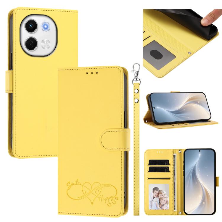 Happy Heart Pattern Magnetic Closure Vegan Leather Phone Case with Wrist Strap, For Tecno Pova 7 4G, For Tecno Spark Go 1/Go 2025, For Tecno Camon 40 Pro 4G Global, For Tecno Camon 40 Premier, For Tecno Camon 40, For Tecno Spark 30C 5G/Pop 9 5G        ...