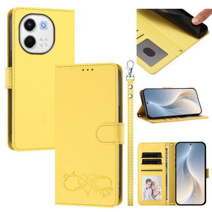 Happy Heart Pattern Magnetic Closure Vegan Leather Phone Case with Wrist Strap, For Tecno Pova 7 4G, For Tecno Spark Go 1/Go 2025, For Tecno Camon 40 Pro 4G Global, For Tecno Camon 40 Premier, For Tecno Camon 40, For Tecno Spark 30C 5G/Pop 9 5G        ...