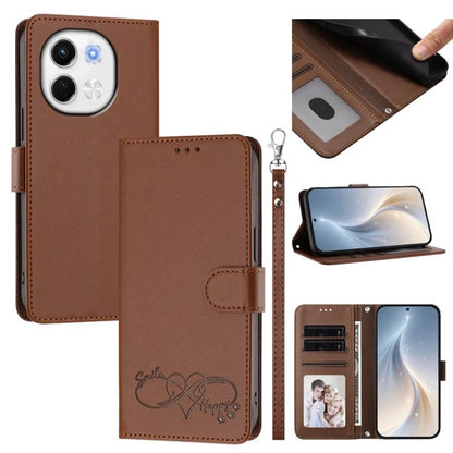 Happy Heart Pattern Magnetic Closure Vegan Leather Phone Case with Wrist Strap, For Tecno Pova 7 4G, For Tecno Spark Go 1/Go 2025, For Tecno Camon 40 Pro 4G Global, For Tecno Camon 40 Premier, For Tecno Camon 40, For Tecno Spark 30C 5G/Pop 9 5G        ...