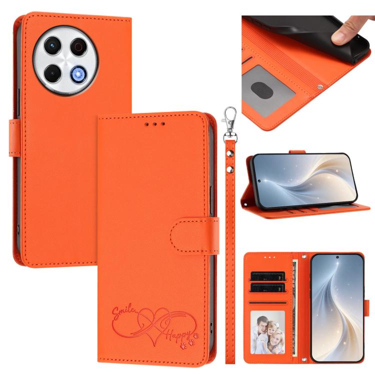 Happy Heart Pattern Magnetic Closure Vegan Leather Phone Case with Wrist Strap, For Tecno Pova 7 4G, For Tecno Spark Go 1/Go 2025, For Tecno Camon 40 Pro 4G Global, For Tecno Camon 40 Premier, For Tecno Camon 40, For Tecno Spark 30C 5G/Pop 9 5G        ...