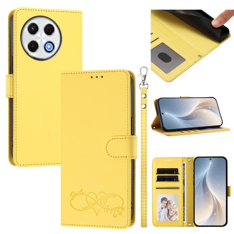 Happy Heart Pattern Magnetic Closure Vegan Leather Phone Case with Wrist Strap, For Tecno Pova 7 4G, For Tecno Spark Go 1/Go 2025, For Tecno Camon 40 Pro 4G Global, For Tecno Camon 40 Premier, For Tecno Camon 40, For Tecno Spark 30C 5G/Pop 9 5G        ...