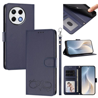 Happy Heart Pattern Magnetic Closure Vegan Leather Phone Case with Wrist Strap, For Tecno Pova 7 4G, For Tecno Spark Go 1/Go 2025, For Tecno Camon 40 Pro 4G Global, For Tecno Camon 40 Premier, For Tecno Camon 40, For Tecno Spark 30C 5G/Pop 9 5G        ...