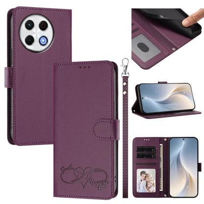 Happy Heart Pattern Magnetic Closure Vegan Leather Phone Case with Wrist Strap, For Tecno Pova 7 4G, For Tecno Spark Go 1/Go 2025, For Tecno Camon 40 Pro 4G Global, For Tecno Camon 40 Premier, For Tecno Camon 40, For Tecno Spark 30C 5G/Pop 9 5G        ...