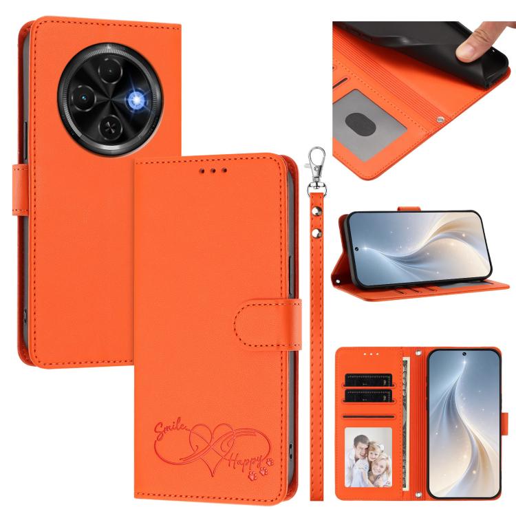 Happy Heart Pattern Magnetic Closure Vegan Leather Phone Case with Wrist Strap, For Tecno Spark 30, For Tecno Pova 6 Neo 5G, For Tecno Spark 30C, For Tecno Spark 20 Pro 5G, For Tecno Spark 10 Pro Magic Magenta, For Tecno Pova 6, For Tecno Pova 6 / 6 Pr...