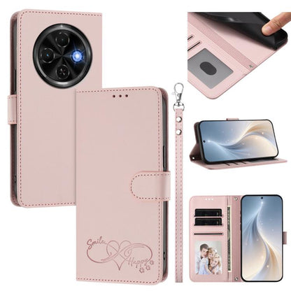 Happy Heart Pattern Magnetic Closure Vegan Leather Phone Case with Wrist Strap, For Tecno Spark 30, For Tecno Pova 6 Neo 5G, For Tecno Spark 30C, For Tecno Spark 20 Pro 5G, For Tecno Spark 10 Pro Magic Magenta, For Tecno Pova 6, For Tecno Pova 6 / 6 Pr...