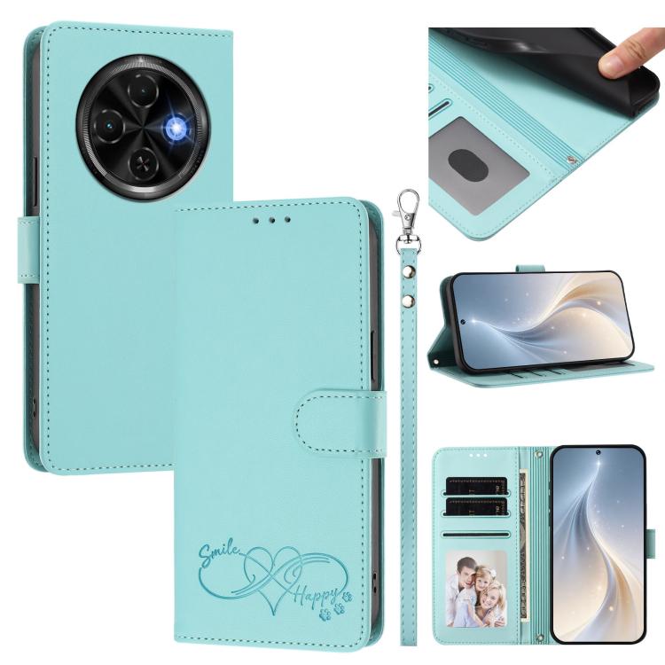 Happy Heart Pattern Magnetic Closure Vegan Leather Phone Case with Wrist Strap, For Tecno Spark 30, For Tecno Pova 6 Neo 5G, For Tecno Spark 30C, For Tecno Spark 20 Pro 5G, For Tecno Spark 10 Pro Magic Magenta, For Tecno Pova 6, For Tecno Pova 6 / 6 Pr...