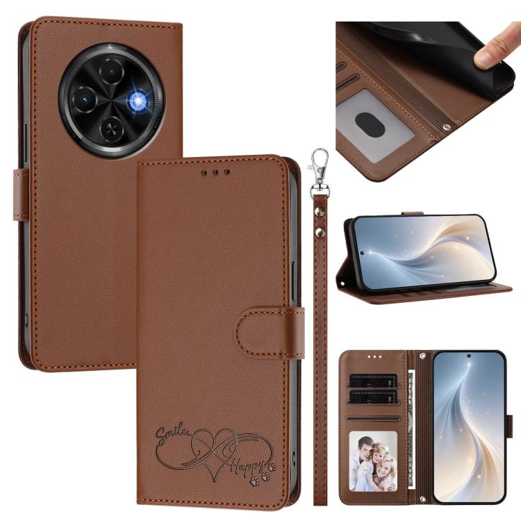 Happy Heart Pattern Magnetic Closure Vegan Leather Phone Case with Wrist Strap, For Tecno Spark 30, For Tecno Pova 6 Neo 5G, For Tecno Spark 30C, For Tecno Spark 20 Pro 5G, For Tecno Spark 10 Pro Magic Magenta, For Tecno Pova 6, For Tecno Pova 6 / 6 Pr...