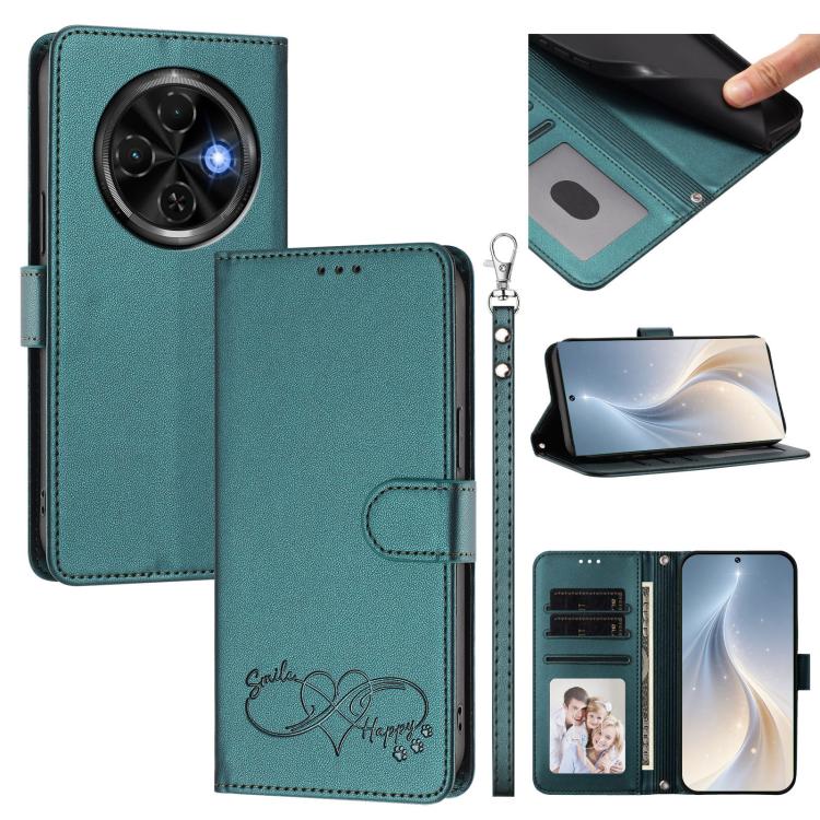 Happy Heart Pattern Magnetic Closure Vegan Leather Phone Case with Wrist Strap, For Tecno Spark 30, For Tecno Pova 6 Neo 5G, For Tecno Spark 30C, For Tecno Spark 20 Pro 5G, For Tecno Spark 10 Pro Magic Magenta, For Tecno Pova 6, For Tecno Pova 6 / 6 Pr...