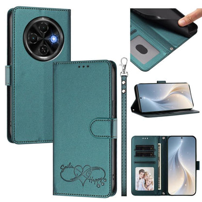 Happy Heart Pattern Magnetic Closure Vegan Leather Phone Case with Wrist Strap, For Tecno Spark 30, For Tecno Pova 6 Neo 5G, For Tecno Spark 30C, For Tecno Spark 20 Pro 5G, For Tecno Spark 10 Pro Magic Magenta, For Tecno Pova 6, For Tecno Pova 6 / 6 Pr...