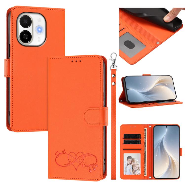 Happy Heart Pattern Magnetic Closure Vegan Leather Phone Case with Wrist Strap, For Tecno Pova 7 4G, For Tecno Spark Go 1/Go 2025, For Tecno Camon 40 Pro 4G Global, For Tecno Camon 40 Premier, For Tecno Camon 40, For Tecno Spark 30C 5G/Pop 9 5G        ...