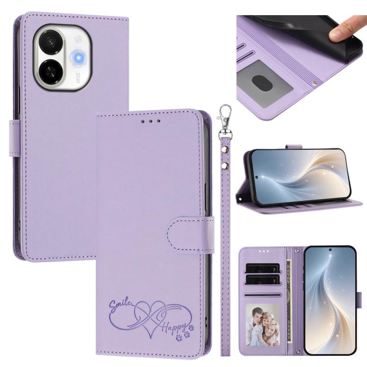 Happy Heart Pattern Magnetic Closure Vegan Leather Phone Case with Wrist Strap, For Tecno Pova 7 4G, For Tecno Spark Go 1/Go 2025, For Tecno Camon 40 Pro 4G Global, For Tecno Camon 40 Premier, For Tecno Camon 40, For Tecno Spark 30C 5G/Pop 9 5G        ...