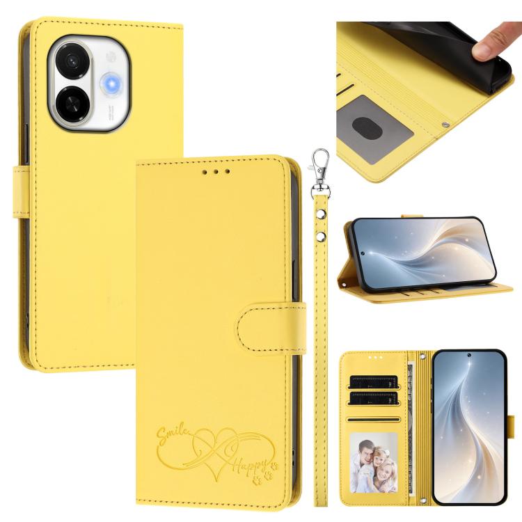Happy Heart Pattern Magnetic Closure Vegan Leather Phone Case with Wrist Strap, For Tecno Pova 7 4G, For Tecno Spark Go 1/Go 2025, For Tecno Camon 40 Pro 4G Global, For Tecno Camon 40 Premier, For Tecno Camon 40, For Tecno Spark 30C 5G/Pop 9 5G        ...