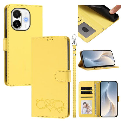 Happy Heart Pattern Magnetic Closure Vegan Leather Phone Case with Wrist Strap, For Tecno Pova 7 4G, For Tecno Spark Go 1/Go 2025, For Tecno Camon 40 Pro 4G Global, For Tecno Camon 40 Premier, For Tecno Camon 40, For Tecno Spark 30C 5G/Pop 9 5G        ...