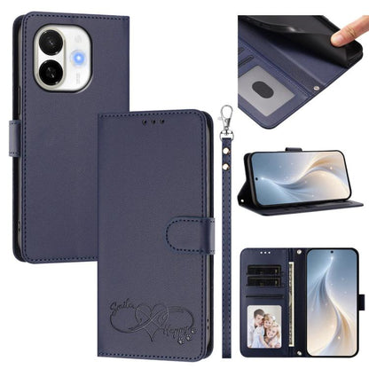 Happy Heart Pattern Magnetic Closure Vegan Leather Phone Case with Wrist Strap, For Tecno Pova 7 4G, For Tecno Spark Go 1/Go 2025, For Tecno Camon 40 Pro 4G Global, For Tecno Camon 40 Premier, For Tecno Camon 40, For Tecno Spark 30C 5G/Pop 9 5G        ...