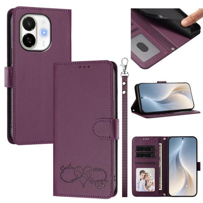 Happy Heart Pattern Magnetic Closure Vegan Leather Phone Case with Wrist Strap, For Tecno Pova 7 4G, For Tecno Spark Go 1/Go 2025, For Tecno Camon 40 Pro 4G Global, For Tecno Camon 40 Premier, For Tecno Camon 40, For Tecno Spark 30C 5G/Pop 9 5G        ...