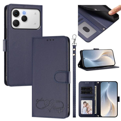Happy Heart Pattern Magnetic Closure Vegan Leather Phone Case with Wrist Strap, For Tecno Spark 40 5G, For Tecno Spark Slim, For Tecno Spark GO 2024, For Tecno Spark 40C, For Tecno Pova 7 Pro 5G, For Tecno Spark 40 Pro+ 4G, For Tecno Spark 40 Pro 4G   ...
