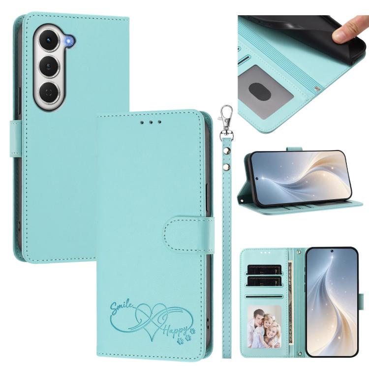 Happy Heart Pattern Magnetic Closure Vegan Leather Phone Case with Wrist Strap, For Tecno Spark 40 5G, For Tecno Spark Slim, For Tecno Spark GO 2024, For Tecno Spark 40C, For Tecno Pova 7 Pro 5G, For Tecno Spark 40 Pro+ 4G, For Tecno Spark 40 Pro 4G   ...